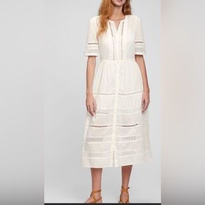 Gap. Linen and lace, button front, midi dress. Size XL.